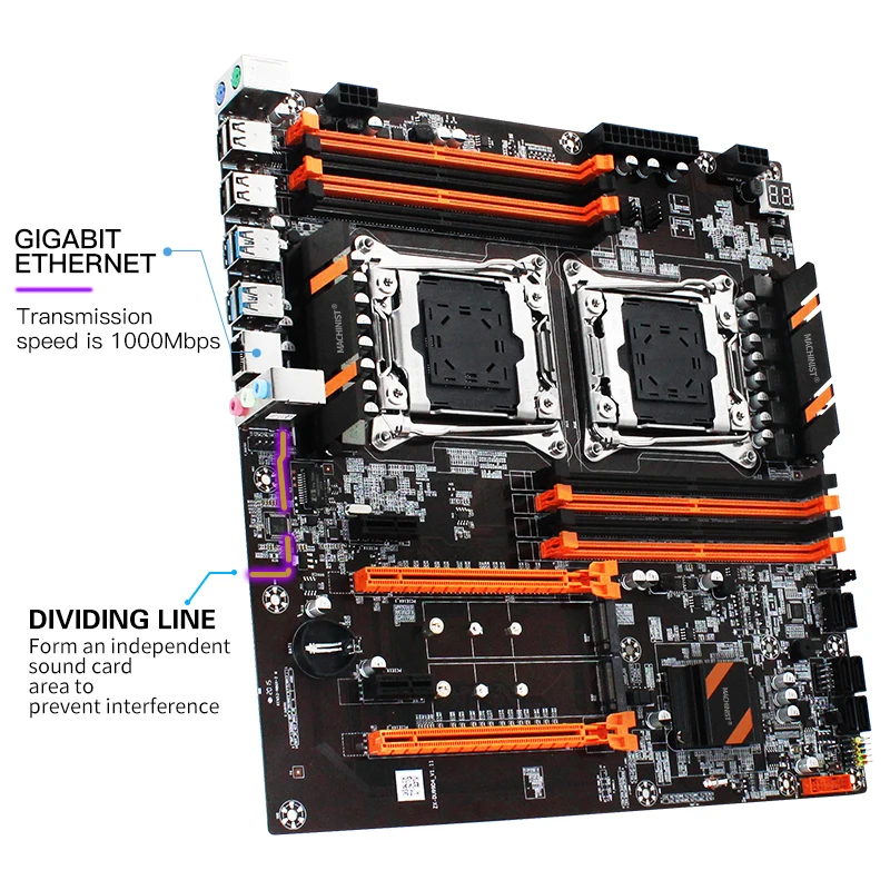 Материнские платы x99 с двумя CPU разъемами LGA 2011 3 Dual USB3.0 SATA3.0 NVMe M.2 8 * DDR4 до 128 ГБ