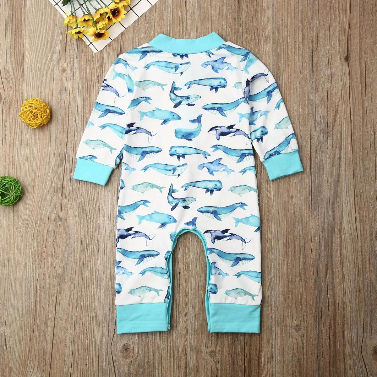 Осенний комбинезон для новорожденных мальчиков и девочек с дельфинами наряды