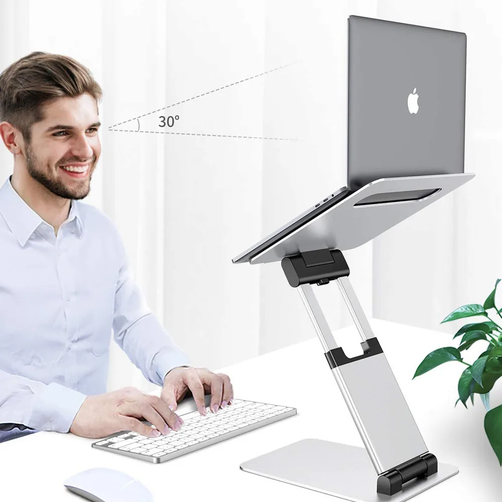 Laptop Stand Aluminium Alloy Adjustable Ergonomic Sit to Stand Laptop Holder Multi-Angle Stand Heat Release Foldable Notebook