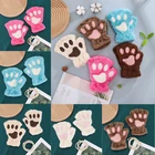 Зимние перчатки для маленьких девочек милые плюшевые варежки с кошачьими когтями сохраняющие тепло Мягкие Плюшевые короткие женские повседневные перчатки без пальцев