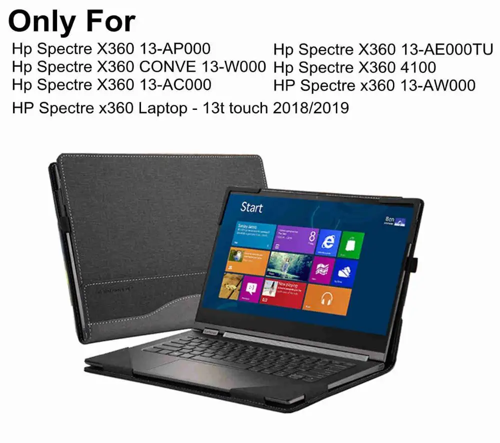 

For HP Spectre x360 13.3" 2 in 1 Laptop Case,PU Leather Folio Stand Protective Cover For HP Spectre x360 13-AP/AC/AE/AW/W0000