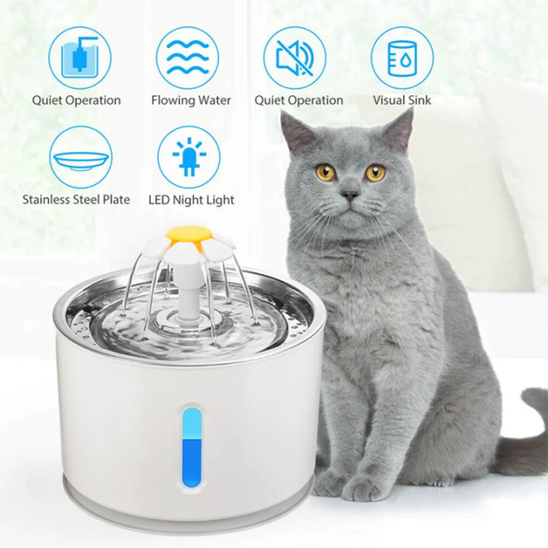 

New 2.4L Automatic Cat Water Fountain LED Electric Mute Water Feeder USB Dog Pet Drinker Bowl Pet Drinking Dispenser For Cat Dog