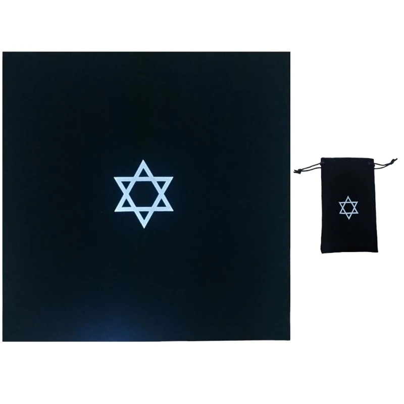 

5050cm Pentacle Hexagram Tarots Tablecloth and Storage Bag Velvet Divination Runes Altar Cloth Board Game Cards Bag