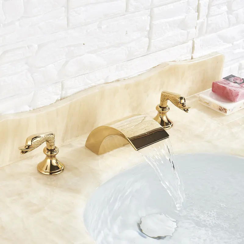 Imitation Waterfall Water Bathroom Sink Faucet Double Handle Basin Deck Installation Hot And Cold Bathtub | Обустройство дома