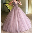 Женское винтажное вечернее платье, блестящее длинное бальное платье-пачка с бусинами, кристаллами и жемчугом, платье с V-образным вырезом для выпускного вечера, 2022