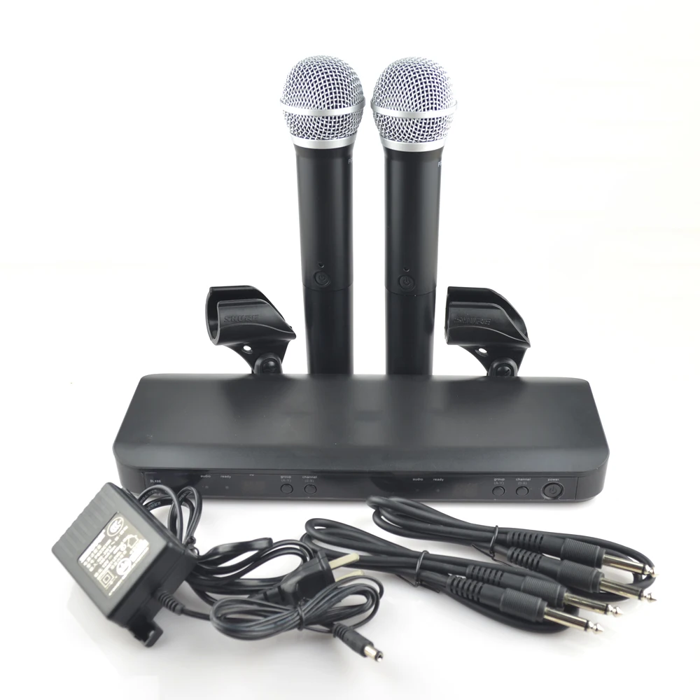 

Бесплатная доставка BLX88 UHF беспроводной микрофон 2-канальный беспроводной микрофон с PG58 ручной микрофон для прямого вокала сцены караоке
