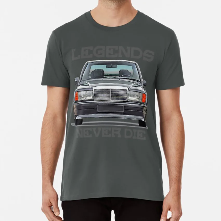 Футболка W201 Legends Never Die 190 e 190e mercedes evo 190evo w201 evo w201 w 201 w201 подарок w201 - Цвет: Темно-серый