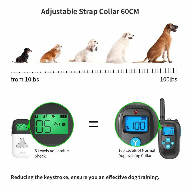 

Dog Traning Collar With Remote 300 Meters Remote Control Mini Dog Bark Collar For Small 5 Shock Level Display LCD Dog Large With