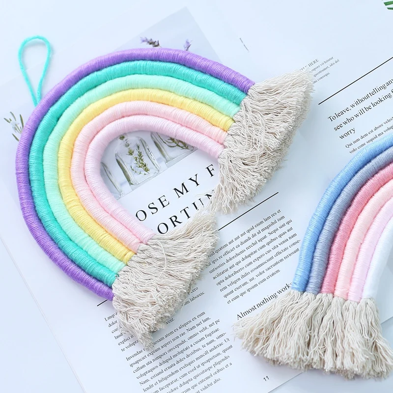 Ручное Тканое кольцо с радугой внутри Настенное подвесное художественное