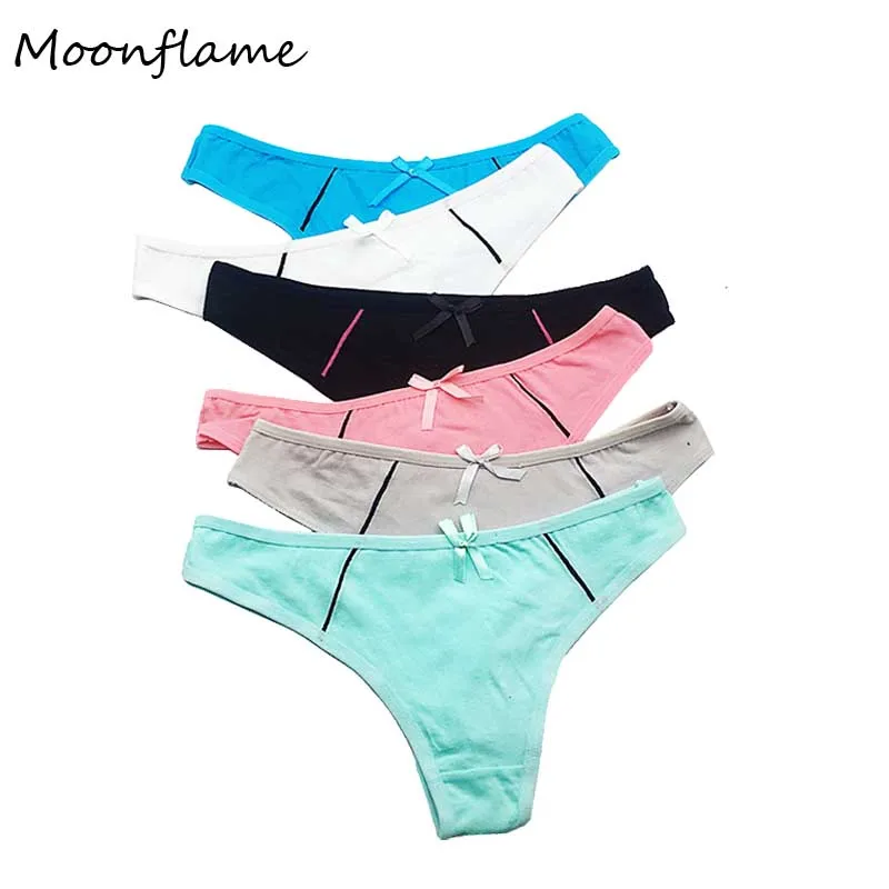 Женские хлопковые стринги Moonflame однотонные 5 шт./лот M L XL 87333|Женские трусики| |