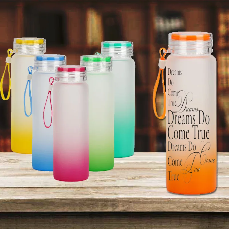 500 мл Высококачественная бутылка для воды Стеклянная матовая градиентная