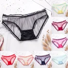 Женские сексуальные трусики, шифоновые прозрачные кружевные порно трусики, трусики с заниженной талией, прозрачные трусики, женское модное нижнее белье