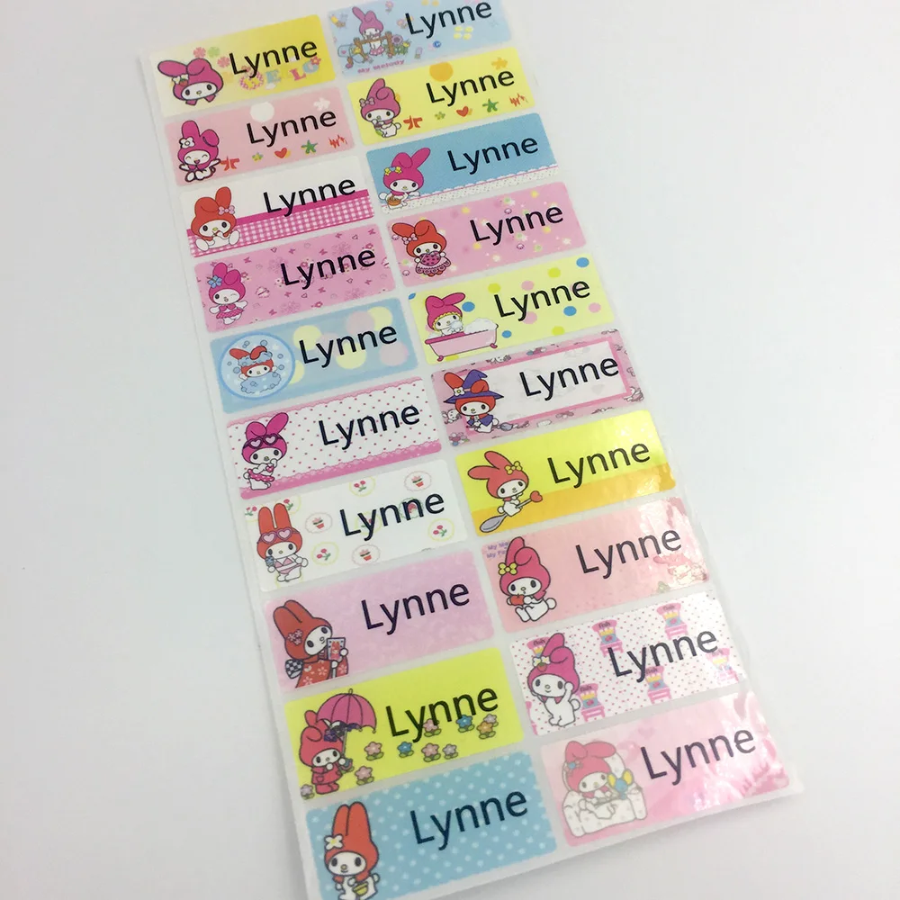 3 размера мультяшный Кролик для девочек наклейки с именем на заказ рисунок