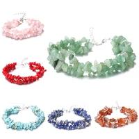 natural stone irregular gravel double layer bracelet colorful crystal agate chipped beads bangle for women girl jewelry gift