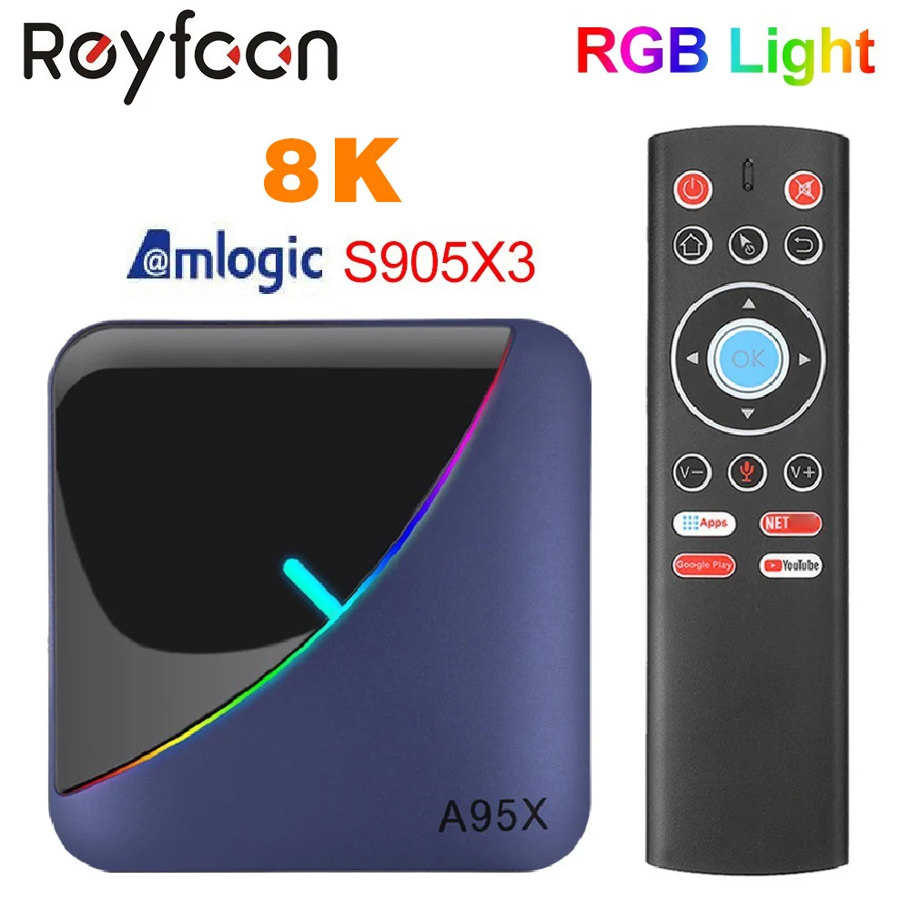 Цветная (RGB) светильник A95X F3 ТВ Box Amlogic S905X3 Android 9 0 4 Гб 64 оперативной памяти 32