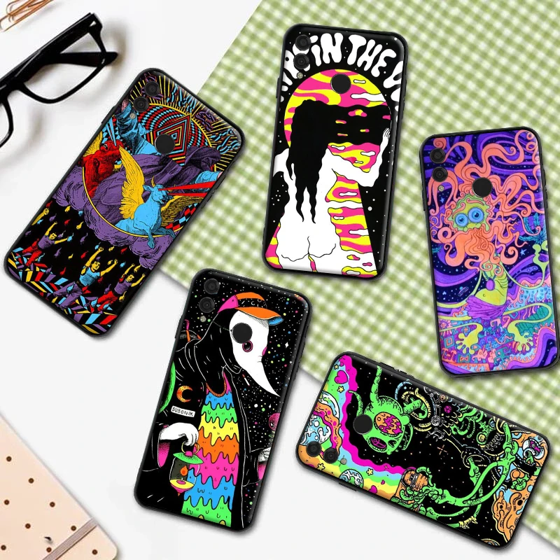 

Colourful Psychedelic Trippy Art Phone Case For Huawei Honor 7X 8X 8C 9 V9 9X 10 V10 10i V20 30 Lite Mandala Chakra Yoga Coque