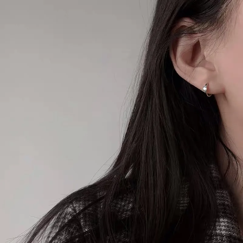 Серьги из стерлингового серебра 925 пробы модное циркониевое мини ушное кольцо