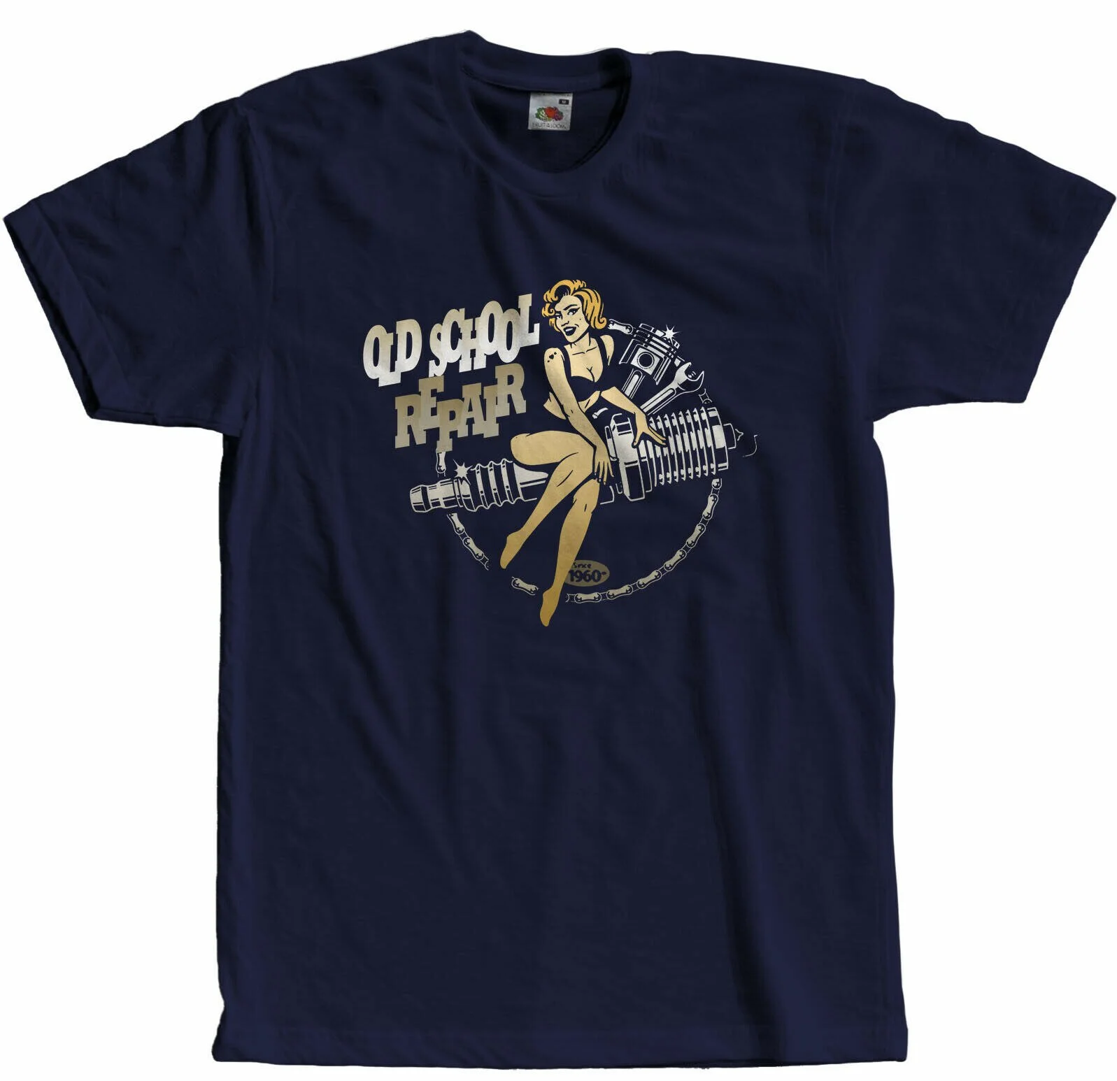 Футболка мужская с принтом старого школьного мотоцикла винтажная тенниска