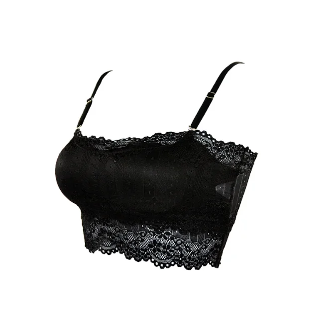 

Sexy Lace Tube Top Embroidered Bra Women Strap Padded Tube Top Female Underwear