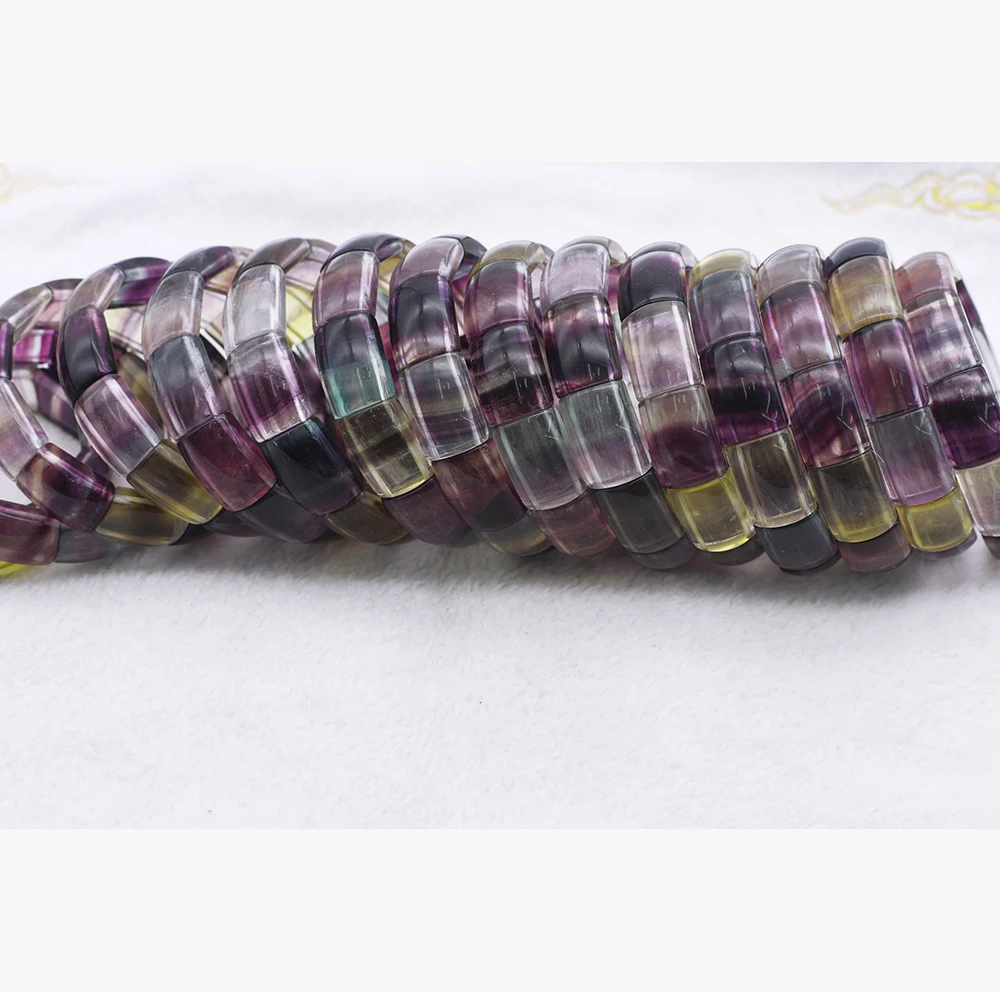 

12X16mmNatural colorful fluorite Bracelet unusual rare thousand layer pattern fluorite original Stone Bracelet Blue Green Purple