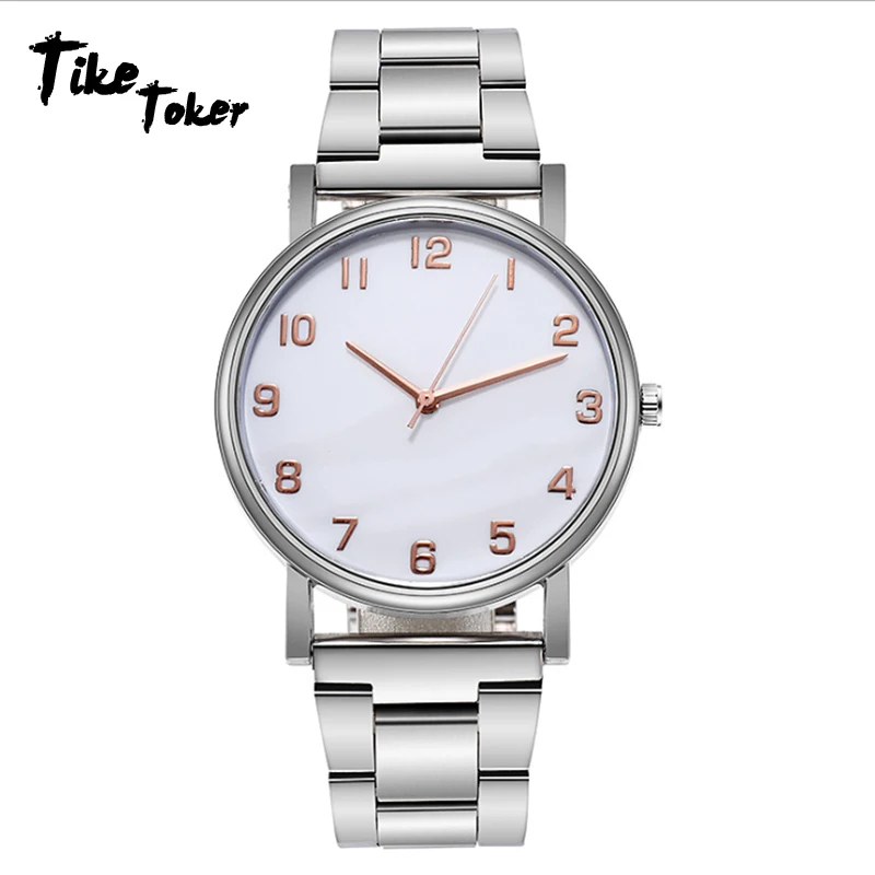Тике Toker кварцевые Модный Топ Роскошные Брендовые Часы часы из нержавеющей стали