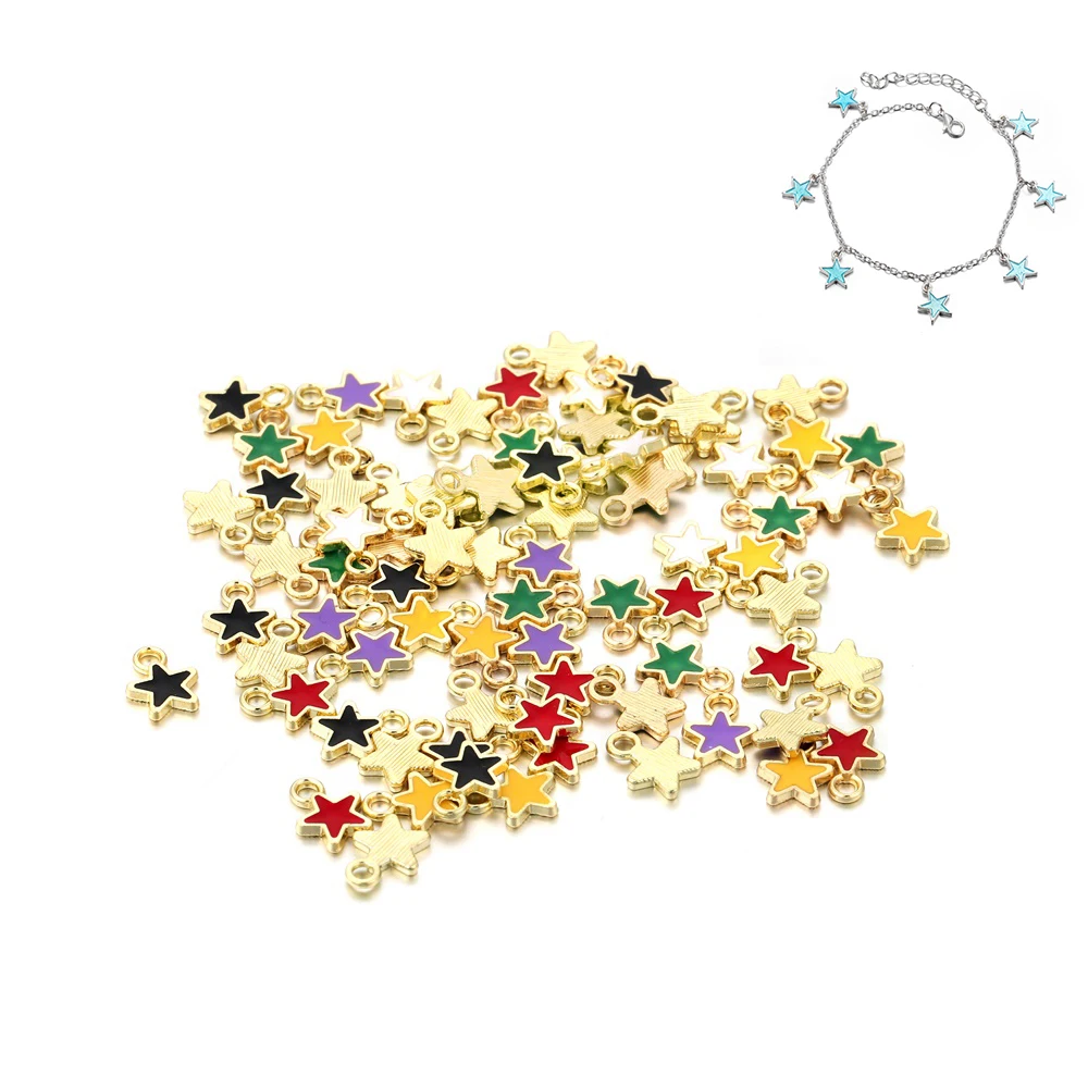 

50Pcs/lot Zinc Alloy Mini Stars Enamel Charms Pendant For DIY Earrings Necklaces Bracelets Jewelry Making Accessories Findings