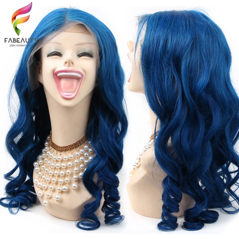 Парики из натуральных волос синего цвета 13 х4 бразильские парики для женщин