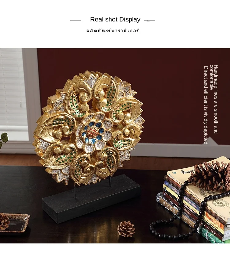 

zq New Chinese Style Wood Carving Gold Foil Living Room Decoration Home Decorations Crafts