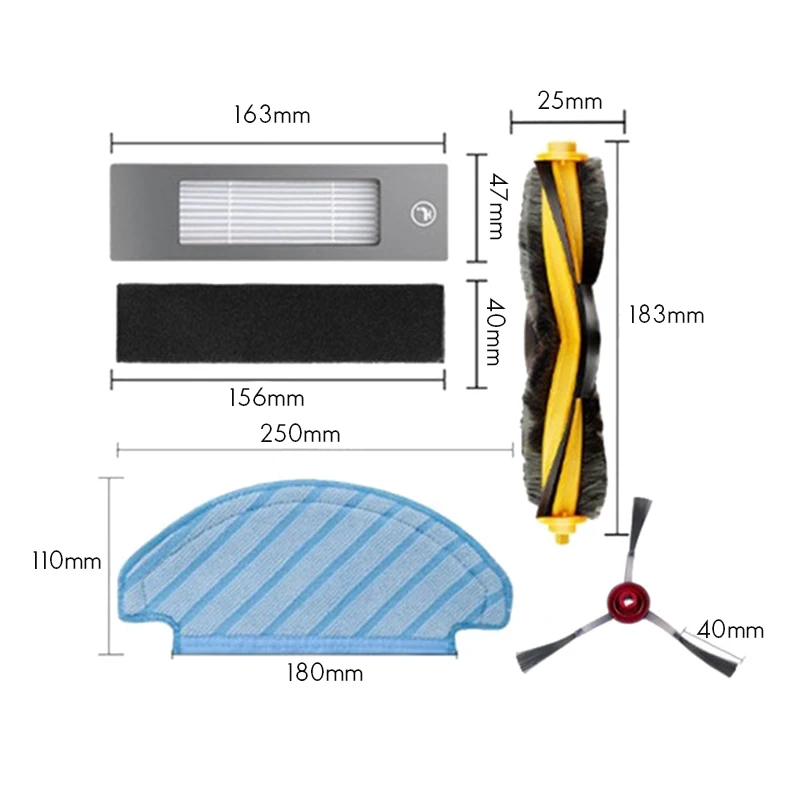 

Roller Brush Side Brush Filter Cleaning Cloth for Ecovacs Deebot T8 Vacuum Cleaner Replaceable Parts Set