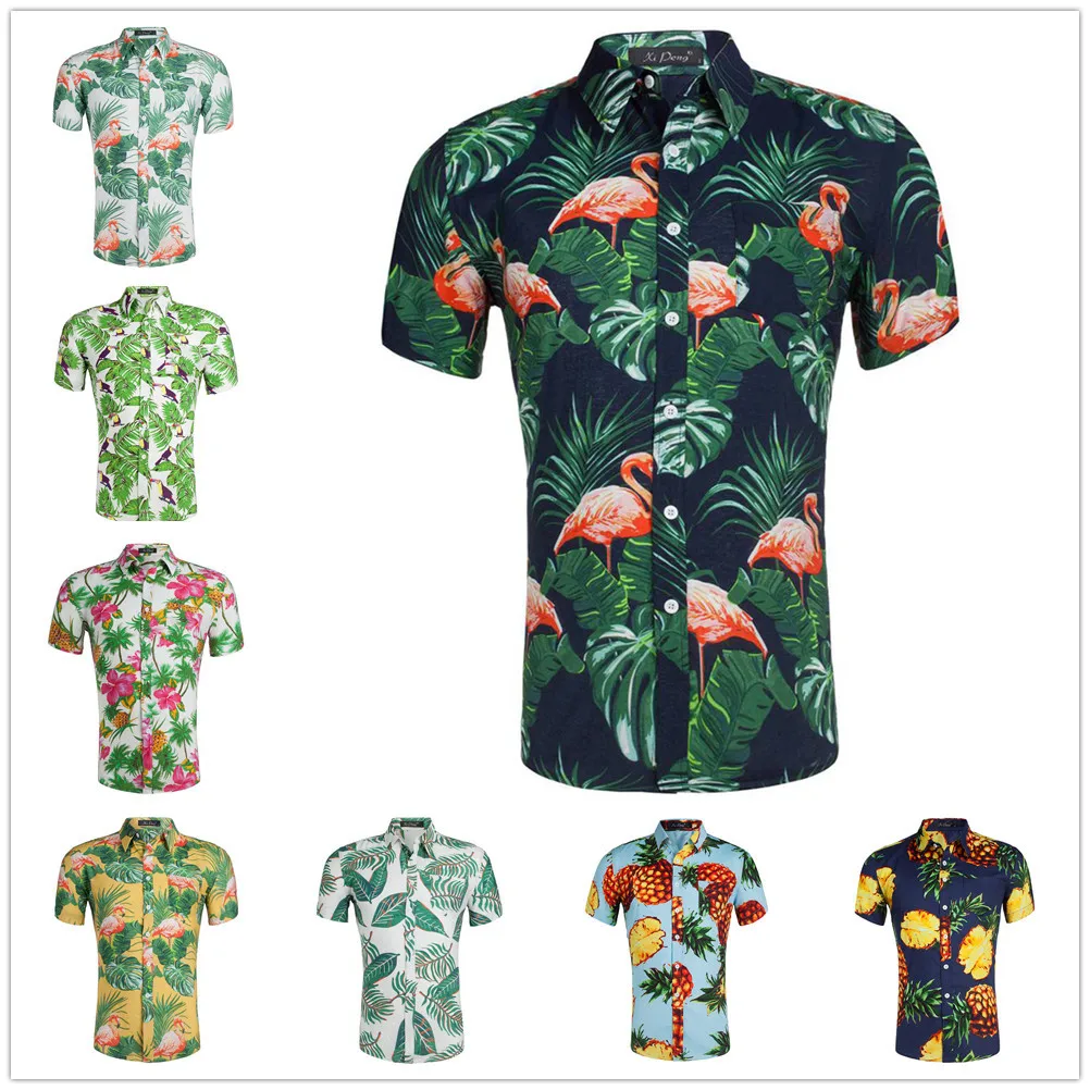 

2021 Summer Fashion Mens Print Shirt Beach Party Leisure Men Hawaiian Shirts Short Sleeve Clothing