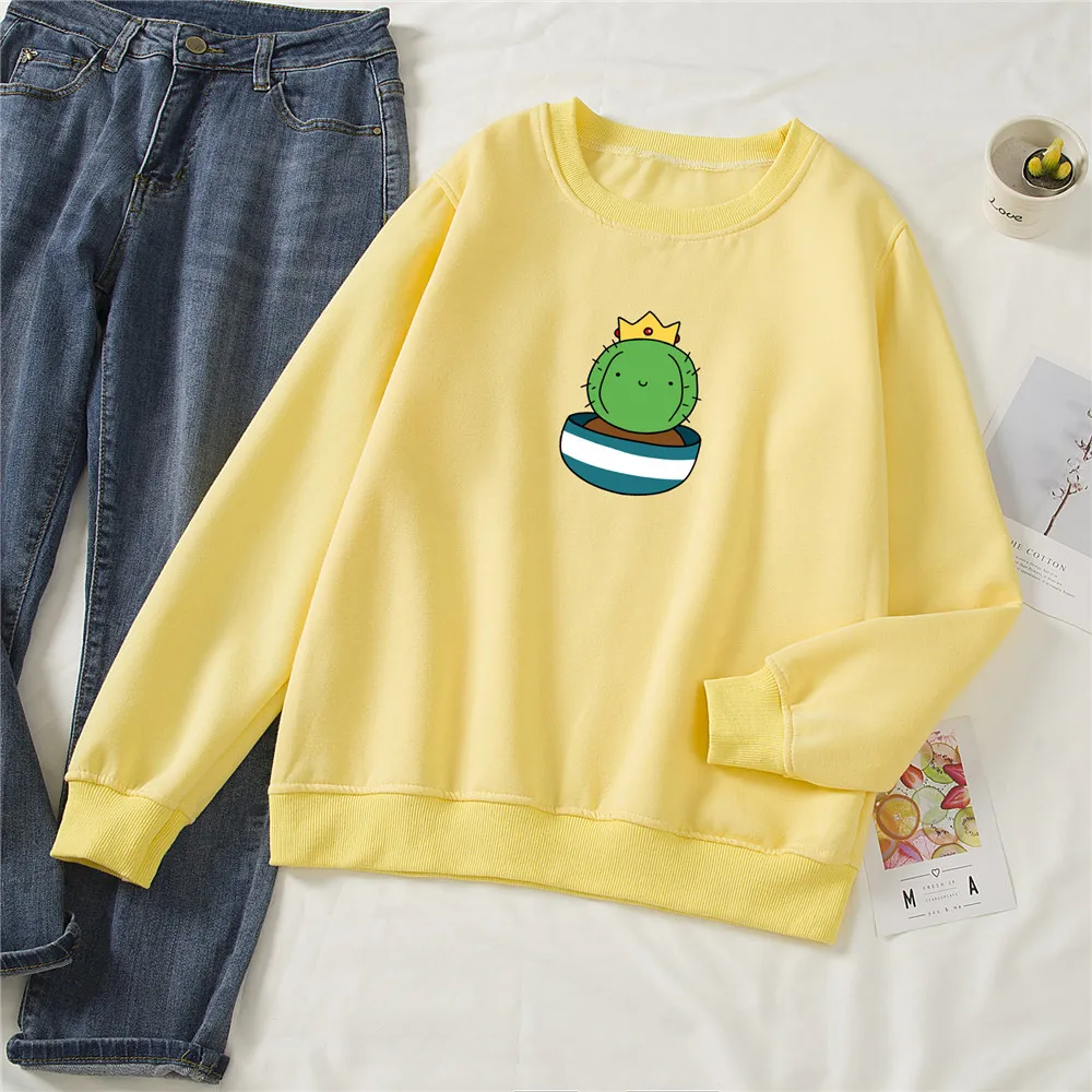 Fashion Cactus Sweatshirt Goth Aesthetic Harajuku Oversize Ulzzang Hoodie Cotton Autumn Winter Women Kawaii Sweetshirt for Girls