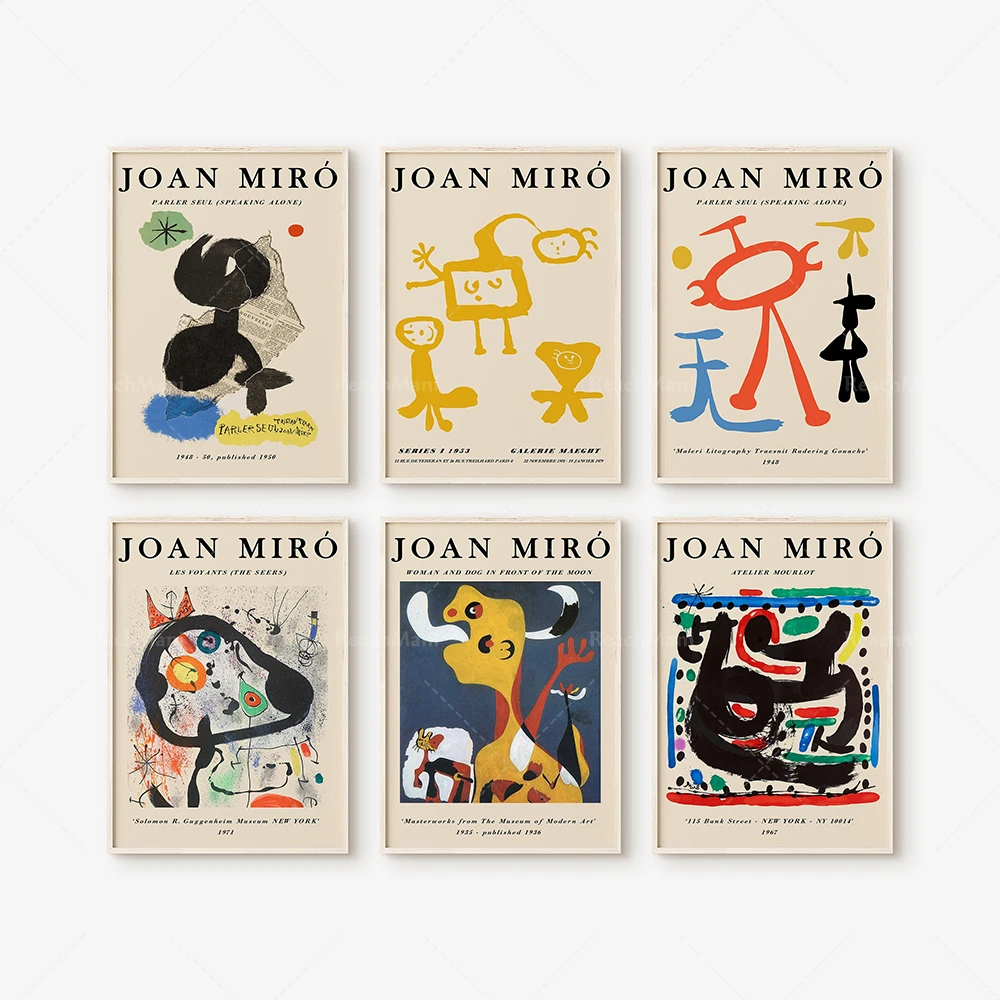 

Joan Miró prints exhibition poster, Joan Miró poster, Joan Miró artwork decoration gift