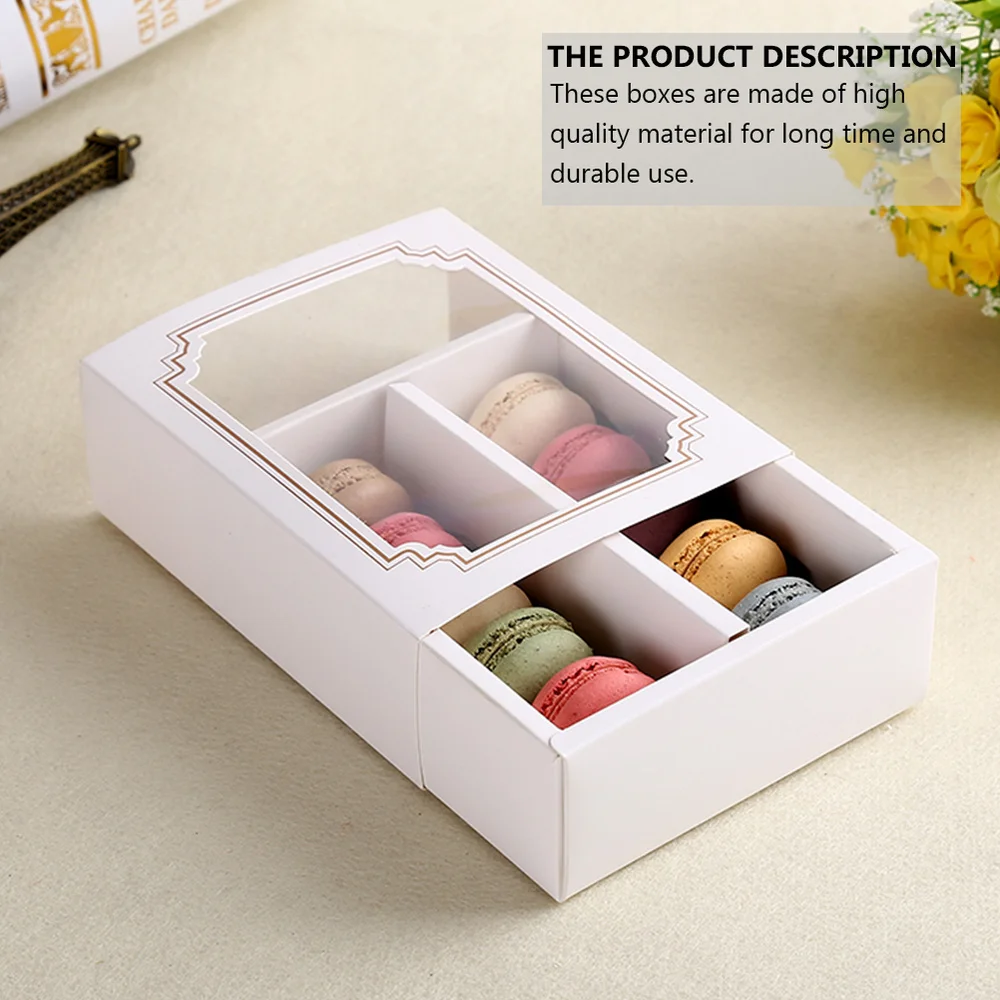 

10pcs Paper Packing Box Macaroon Packing Box Dessert Transparent Packaging Box