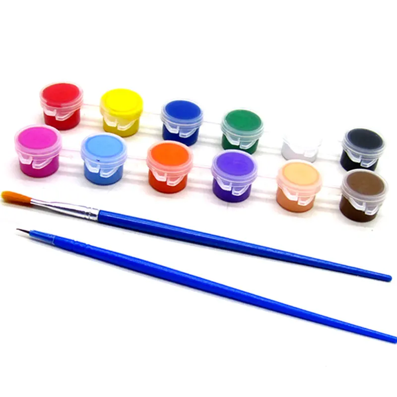 

12 Colors Acrylic Paint WaterBrush Pigment Set for Clothing Textile Fabric Hand Painted Wall Plaster Painting Drawing For Kids