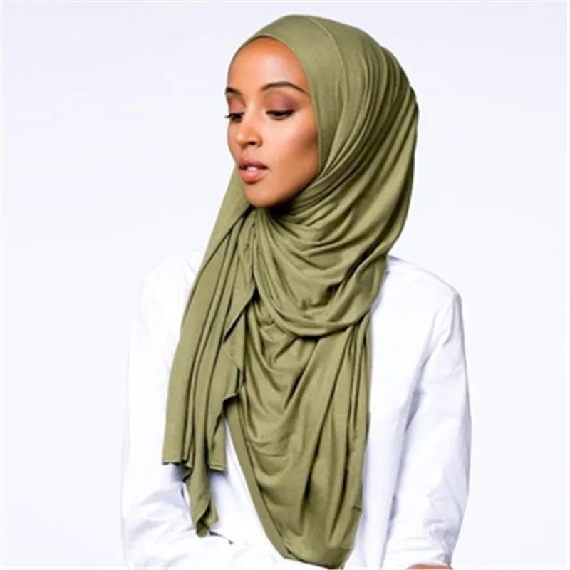 

soild color cotton scarf hijab for muslim women stretch jersey headscarf female head wrap scarves turban foulard femme musulman