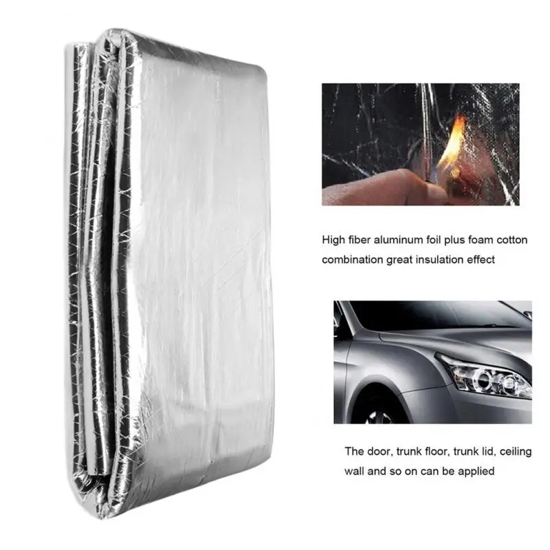 

Universal 140cm X100cm Car Hood Engine Firewall Heat Mat Deadener Sound Insulation Deadening Material Aluminum Foil Sticker
