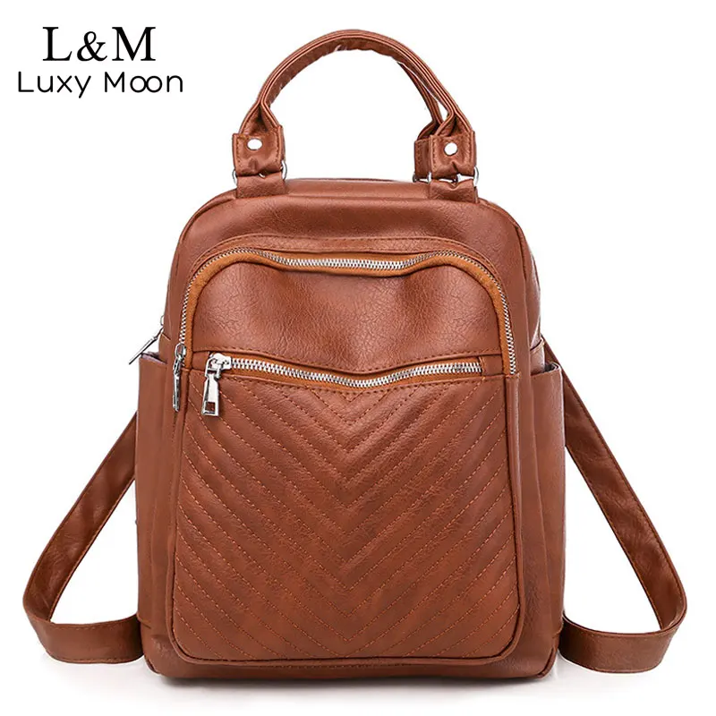 Женский рюкзак из искусственной кожи многофункциональная простая сумка через