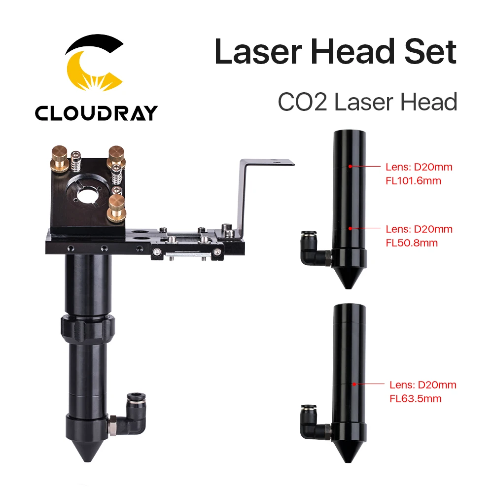 Лазерная головка Cloudray CO2 набор линз D18 FL38.1 D20FL50.8/63 5/101 6 мм встроенное крепление