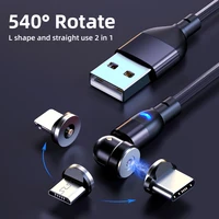 540 degree rotate magnetic type c cable fast charging micro usb cable for iphone 8 7 6 s plus huawei samsung android phones