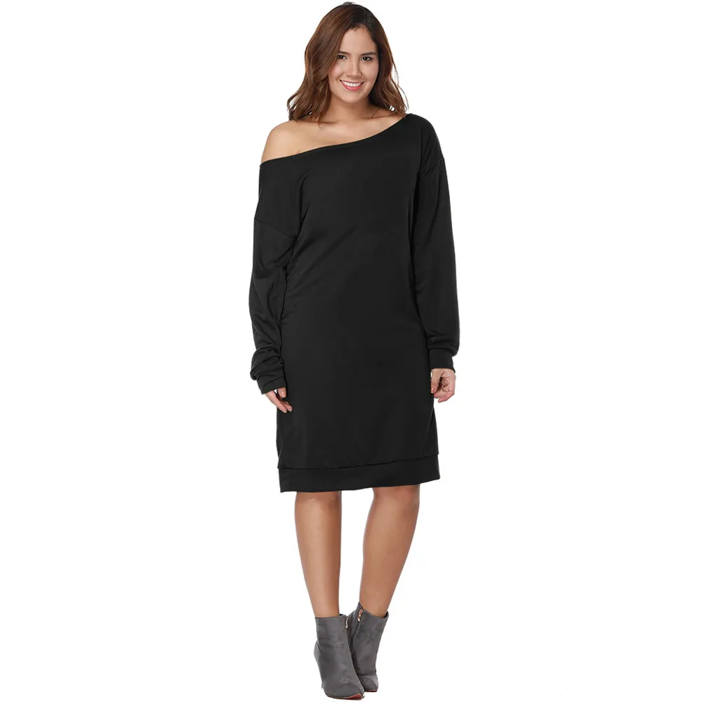 Хит продаж модное женское платье большие размеры длинный рукав с открытыми
