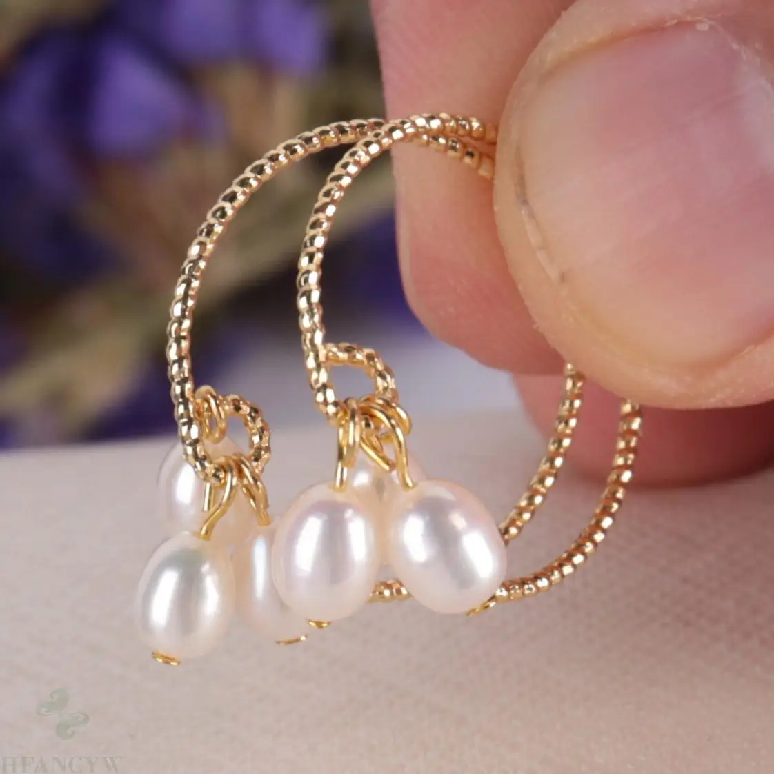 3x4MM Natural white baroque pearl Earring 18k Ear Drop Wedding Gift Hook Party Fashion Jewelry Cultured Women
