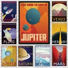 Винтажные принты и плакаты космоса в стиле ретро, универсальная планета, искусство, холст, живопись, научная фантастика, настенные картины для гостиной