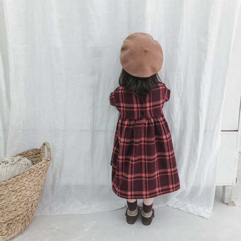 Платье для маленьких девочек коллекция года, модная Детская осенняя одежда в клетку платья принцессы с длинными рукавами для девочек от 80 до 130 лет, зеленая клетчатая одежда для малышей