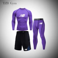 mens compression sweat wicking elastic outdoor spring and autumn jogging running suit t shirt sports suit training fitness gym