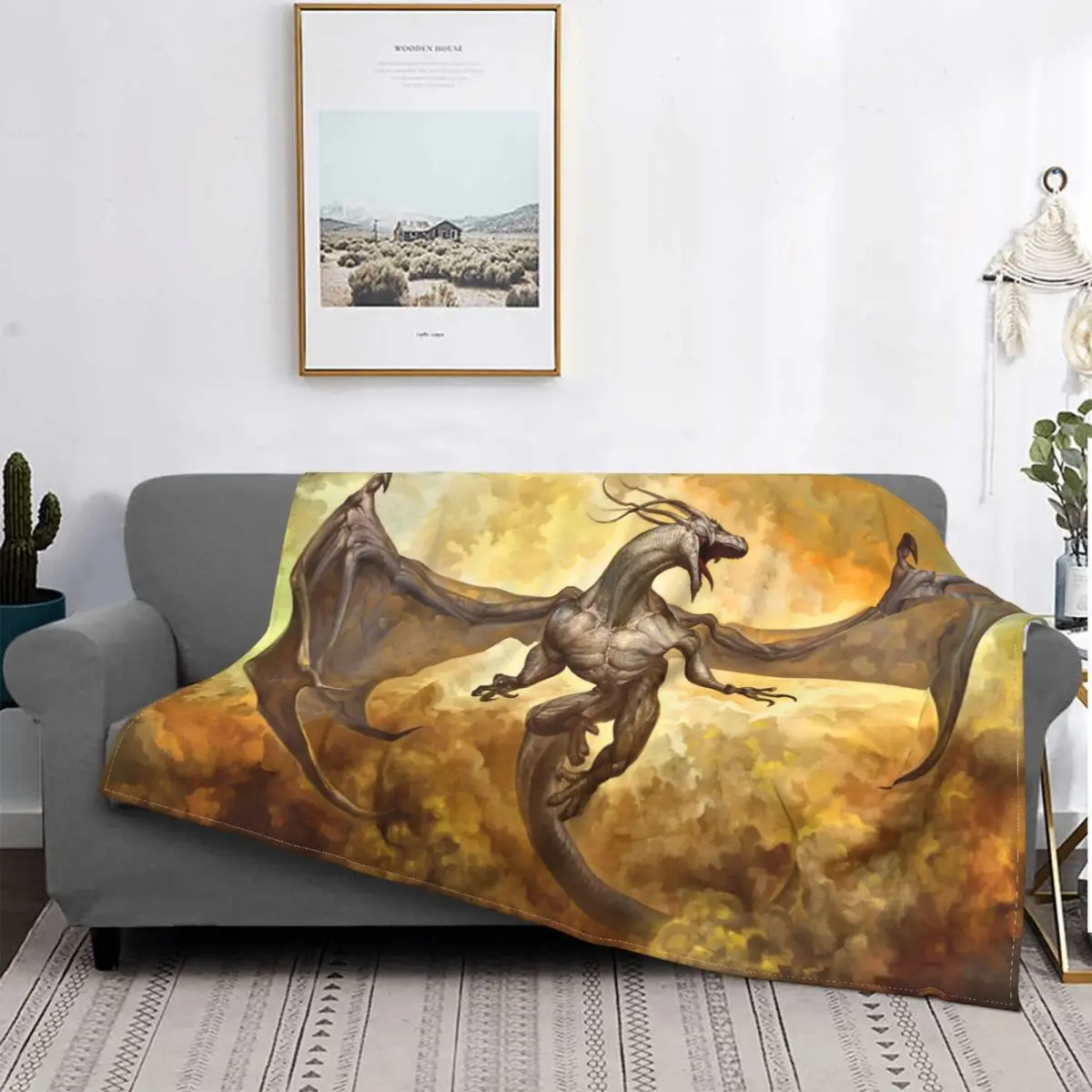 

Dragon Blanket Coral Fleece Plush Autumn/Winter Flying Dragon Animal Portable Lightweight Throw Blanket for Bed Couch Quilt