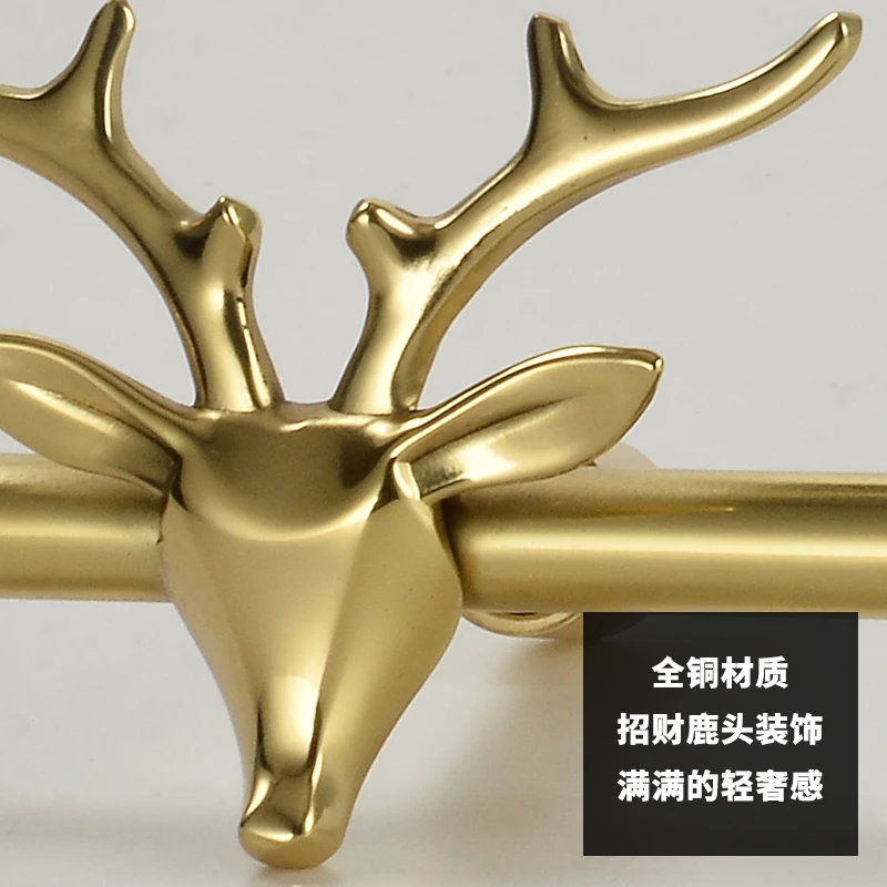 

Vintage Golden Deer Head Bathroom Accessories All Copper Wall Decoration Towel Bath Towel Rack Hook Kitchen Bathroom Accessories