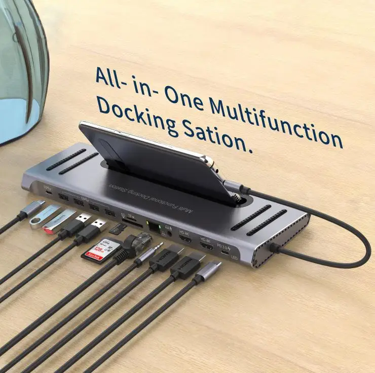 

Док-станция 12 в 1, многофункциональная док-станция, совместимая с USB Type-c