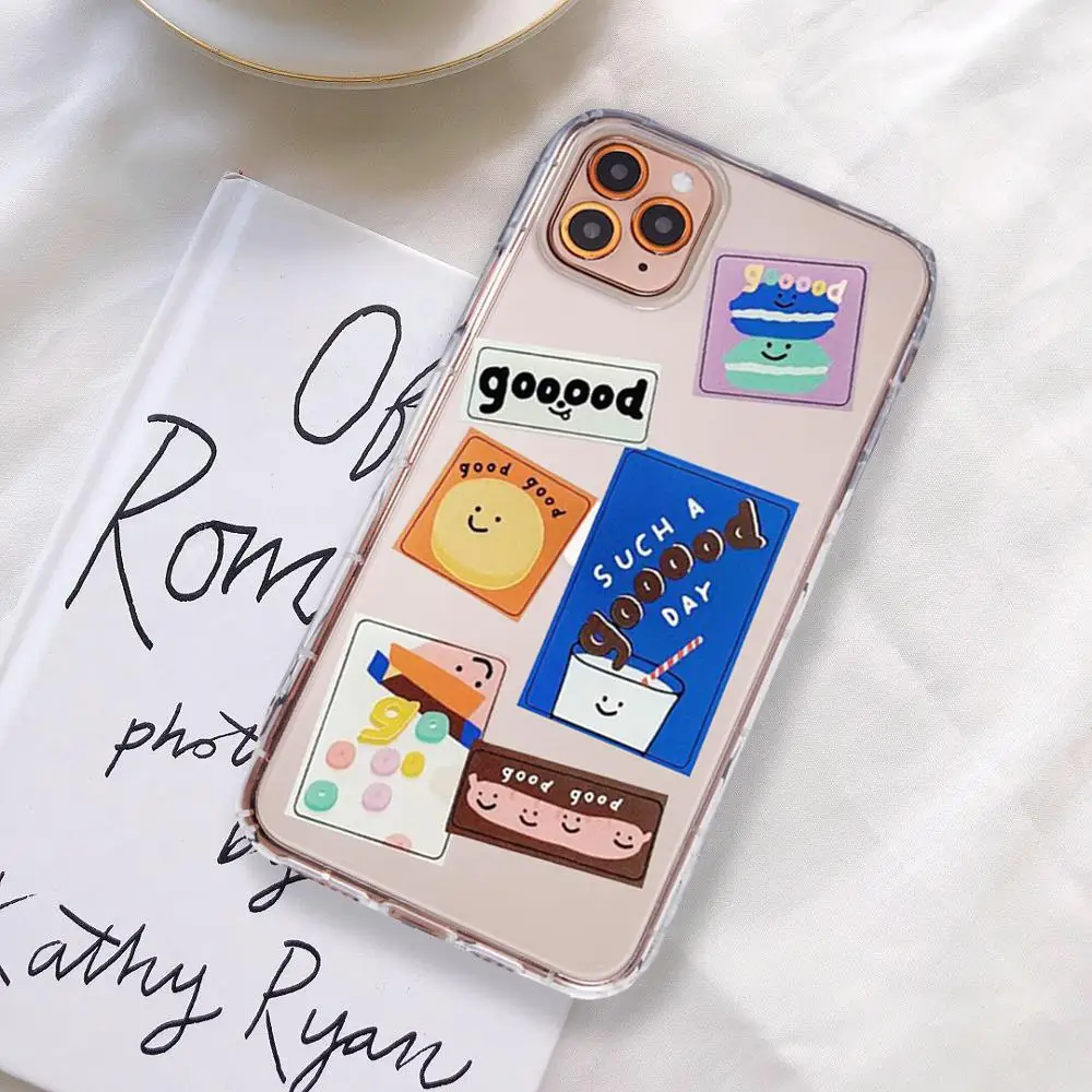 funny art label clear phone case for iphone x 11 pro xs max 7 se 2020 xr 8 6 s plus cartoon food shockproof tpu cover fundas free global shipping