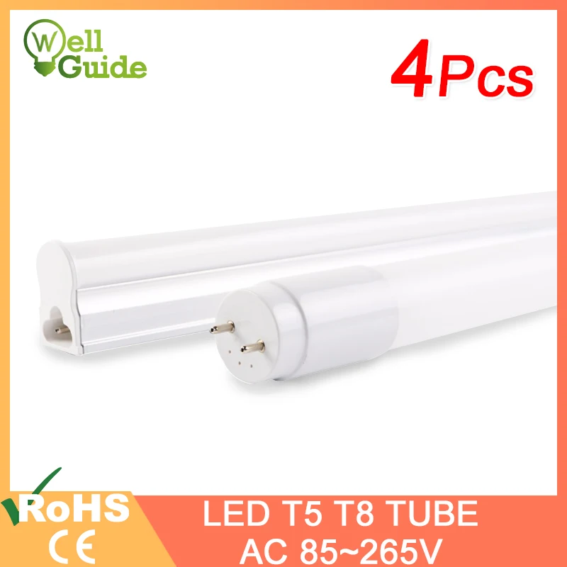 

4pcs LED Tube T5 T8 led tube light 6w 30cm 10w 60cm SMD2835 AC 110V 220V 240V LED T8 Integrated Driver Fluorescent Lamp