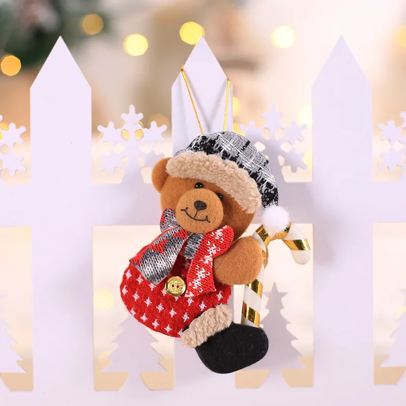 crutch bear ETya Рождественское украшение Санта Клаус держать подарочную коробку куклы для рождественские украшения для дома Дерево Подвески Игрушки год висячие украшения детский подарок - Цвет: crutch bear